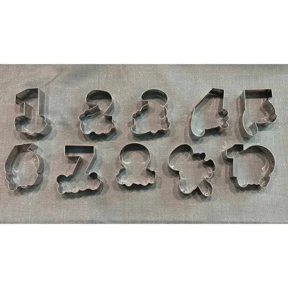 Vintage Number Cookie Cutter Set 1-10 Birthday Anniversary Cake Decorating